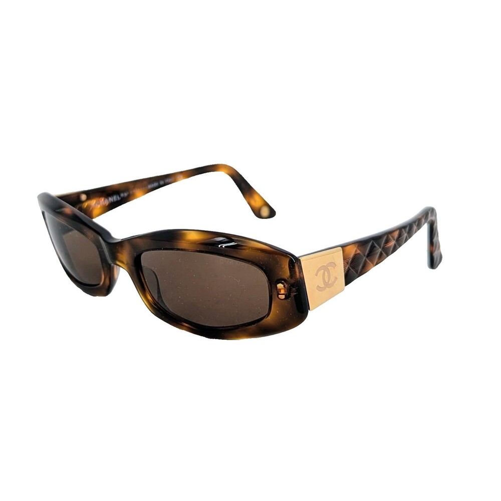 Chanel 5014 c.502/93 Brown Tortoise Shell Rectangular Sunglasses with Case VTG